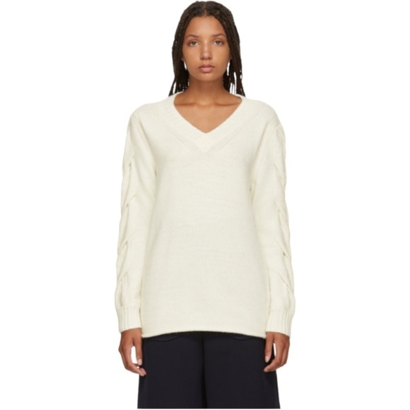 NWT See by Chloe White V-Neck Sweater - Picture 1 of 9